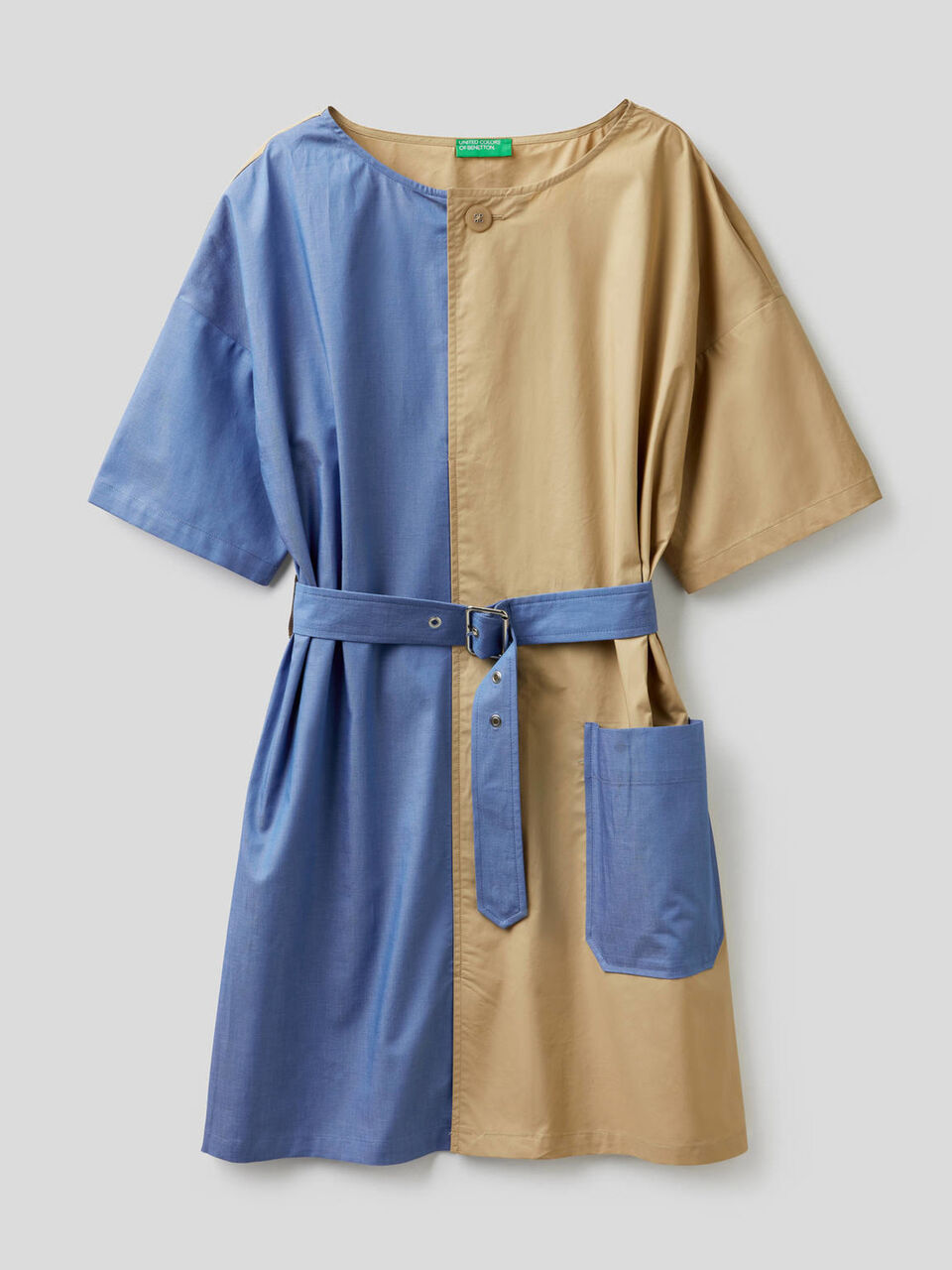Robe courte bicolore en pur coton image number 1