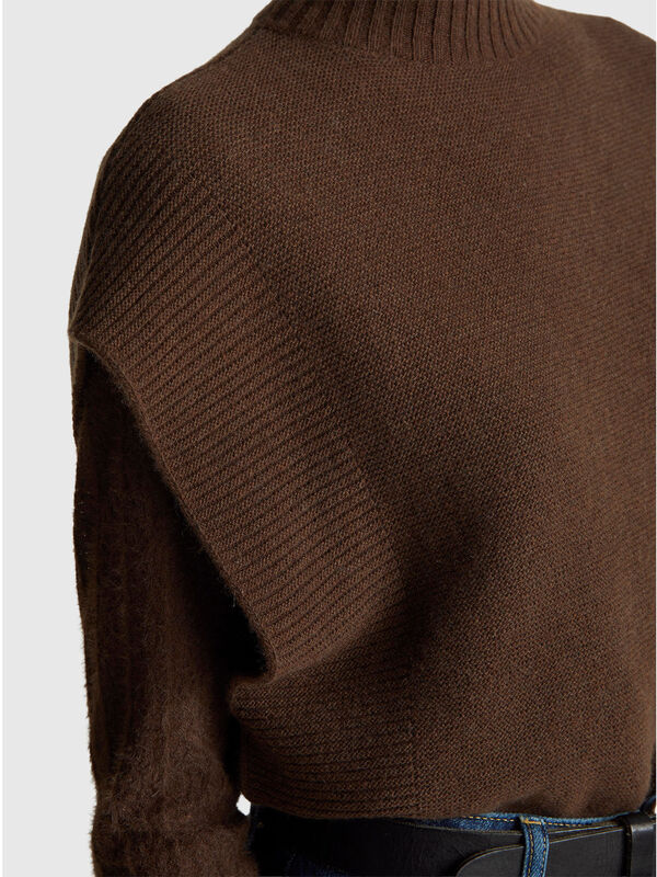 Gilet col roulé en laine mélangée Femme