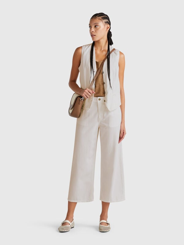 Pantalon cinq poches blanc Femme