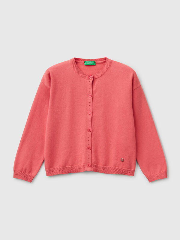 Cardigan à col ras du cou en pur coton Filles