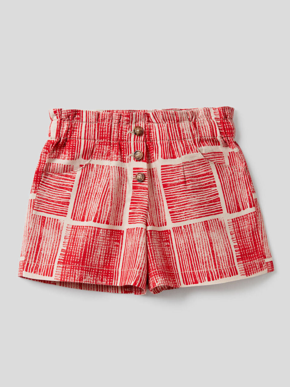 Short imprimé en mélange de lin et coton image number 1