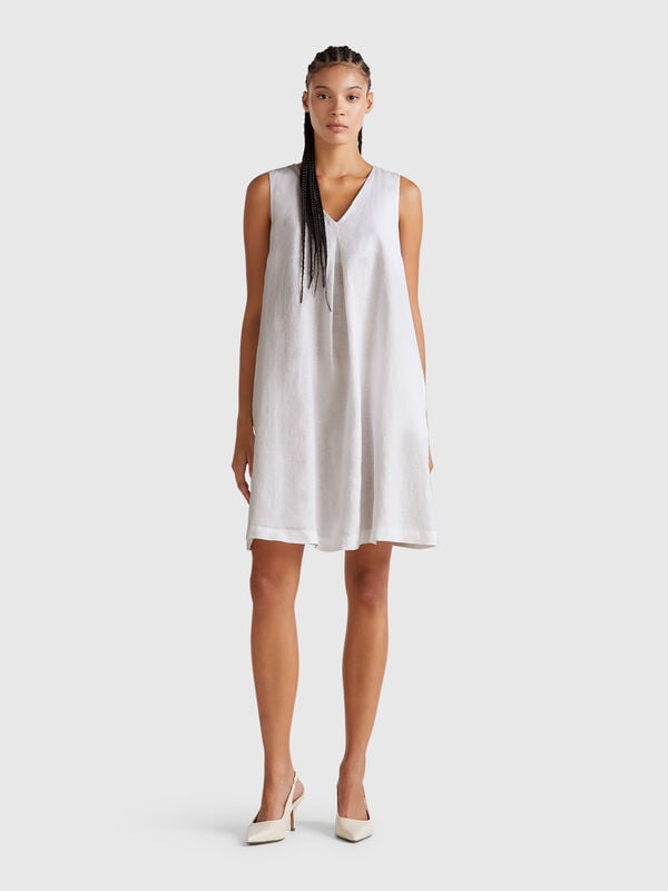 Robe sans manches en pur lin Femme