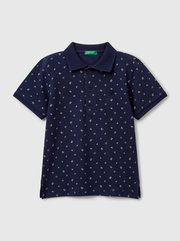 Polo à micro motif en pur coton Garçon