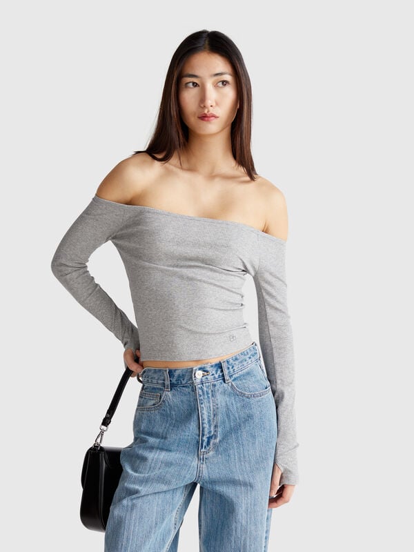 T-shirt à encolure bardot Femme