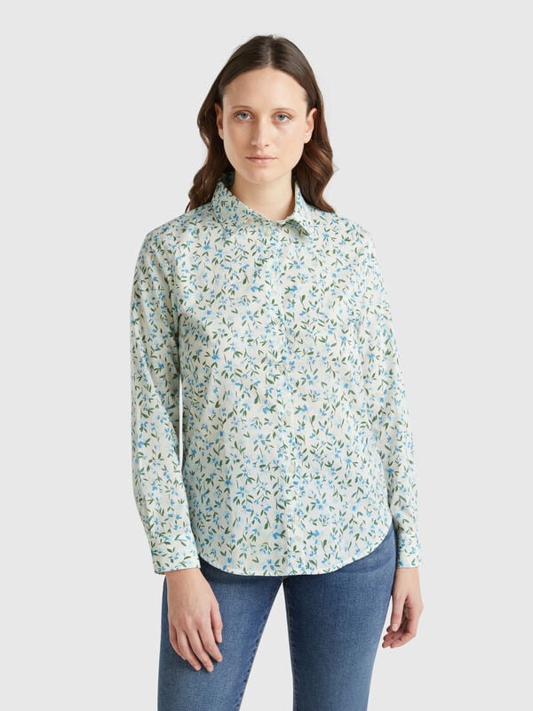 Chemise blanche à fleurs Femme