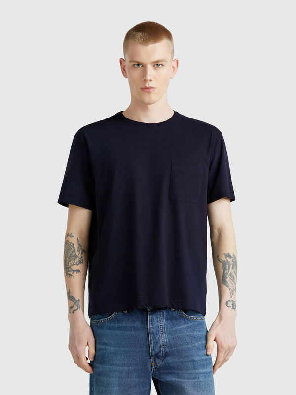 T-shirt en lin mélangé avec poche Homme