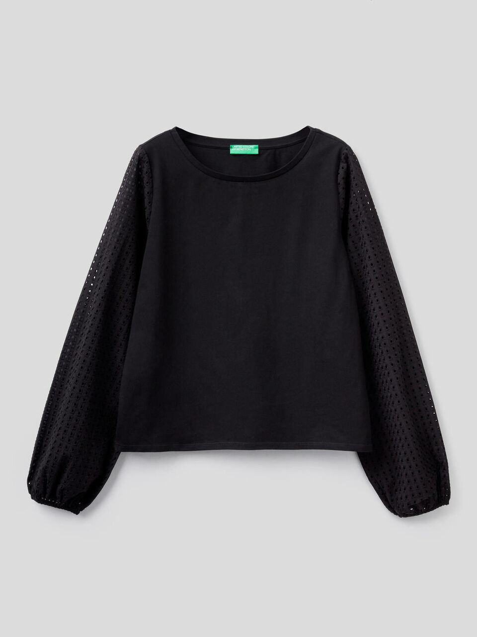 T-shirt avec manches en broderie anglaise image number 1