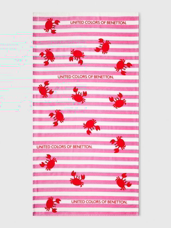 Serviette de plage rayée avec crabes Garçon