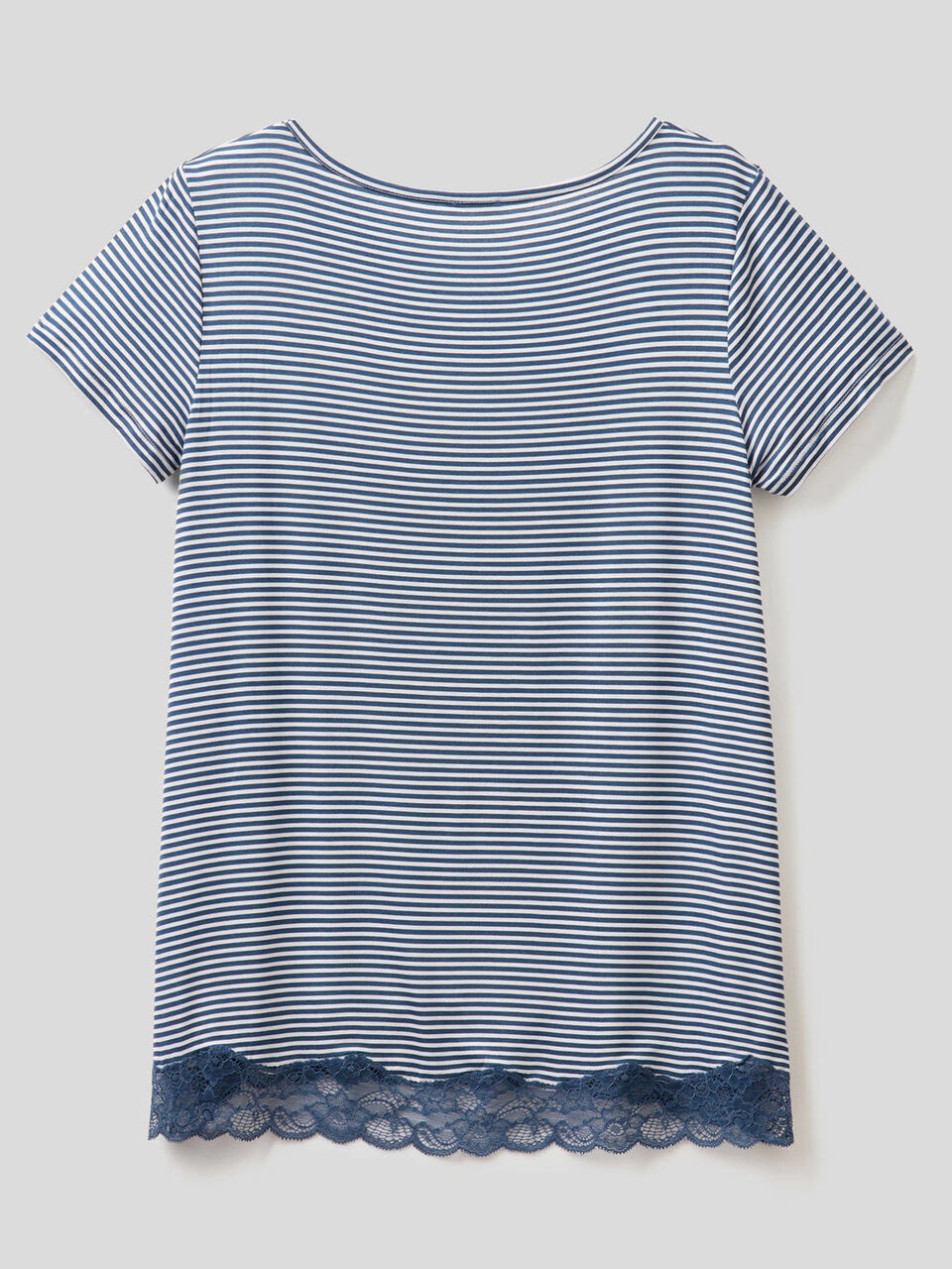 T-shirt à rayures avec empiècement en dentelle image number 2