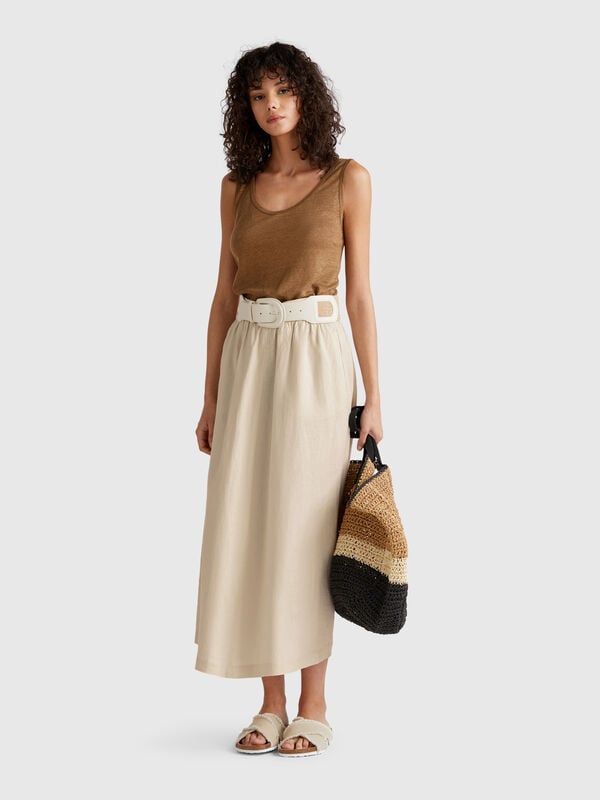 Jupe longue en pur lin Femme