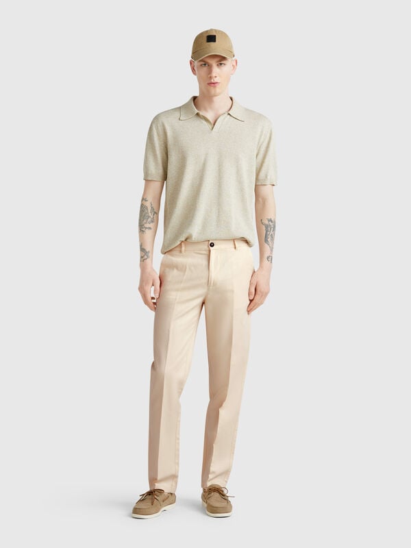 Chino coupe slim en lin mélangé Homme