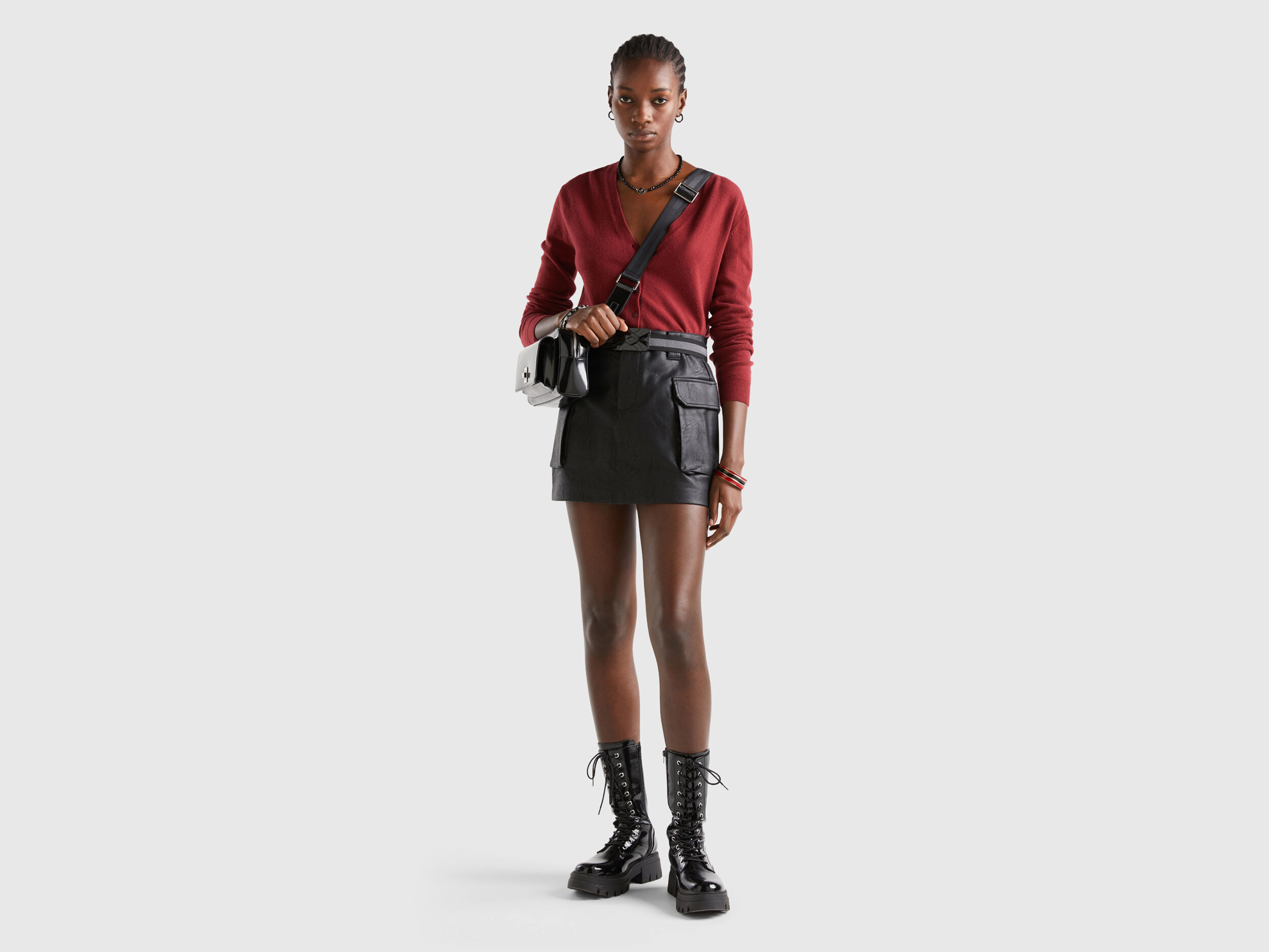 Jupe enduite noire discount femme