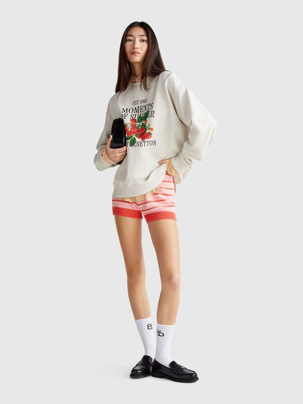 Short en maille rayée Femme