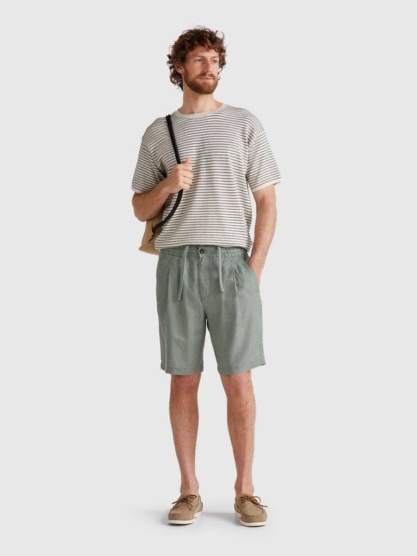 Bermuda avec cordon de serrage en pur lin Homme