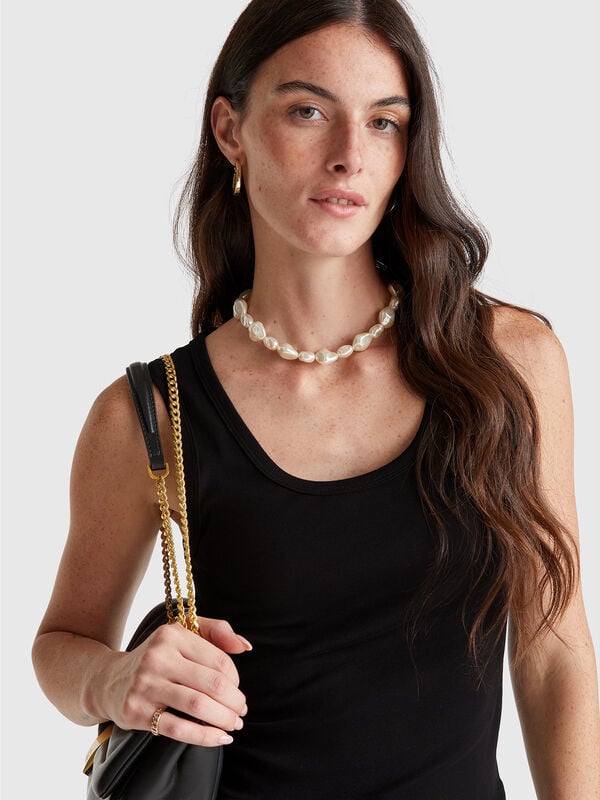 Débardeur noir en pur coton Femme