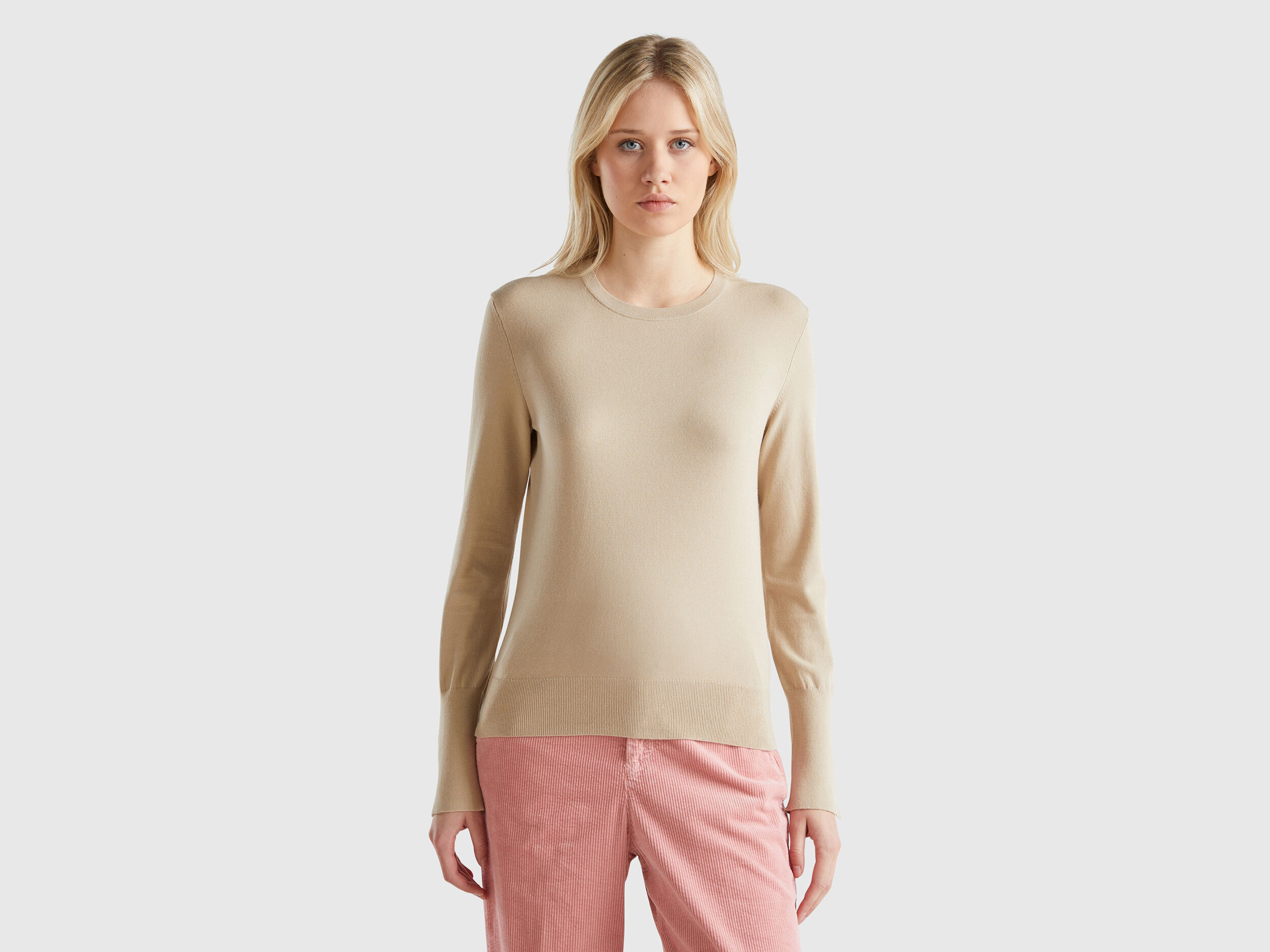 Pulls Col Rond Laine Merinos Femme 2024 Benetton