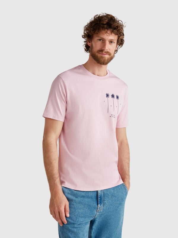T-shirt rose pastel avec graphismes Homme