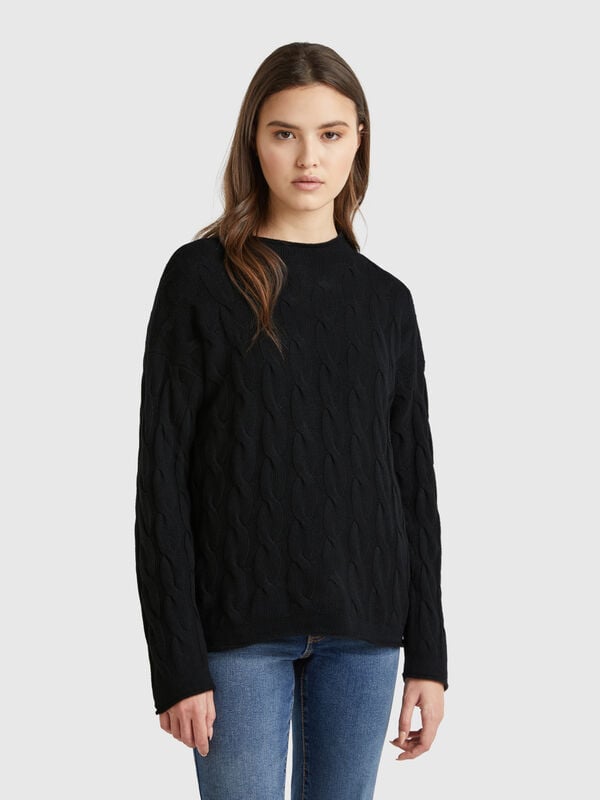 Pull torsadé en cachemire mélangé Femme