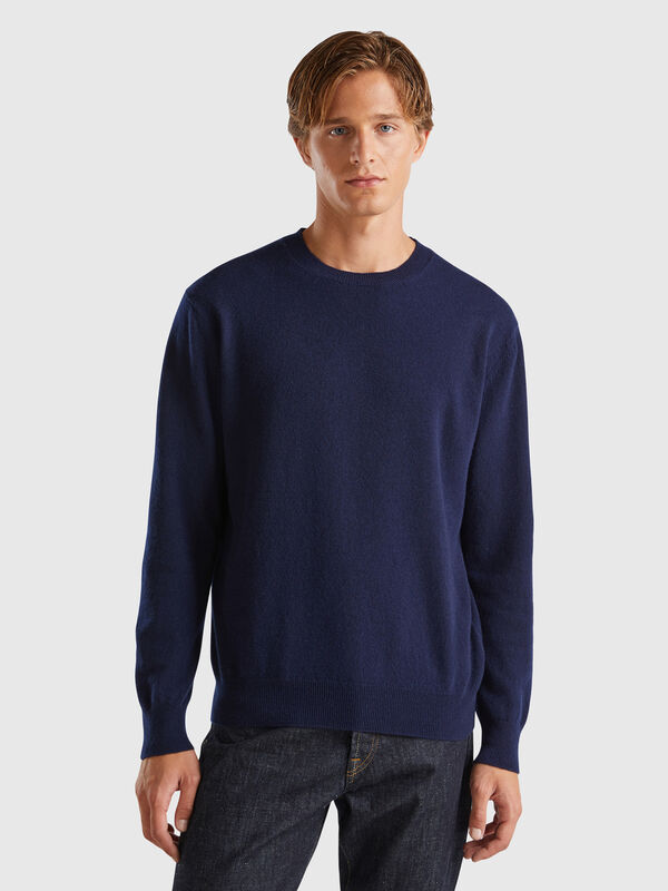 Pull bleu nuit en pur cachemire Homme