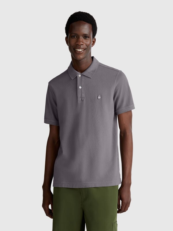 Polo regular gris souris Homme