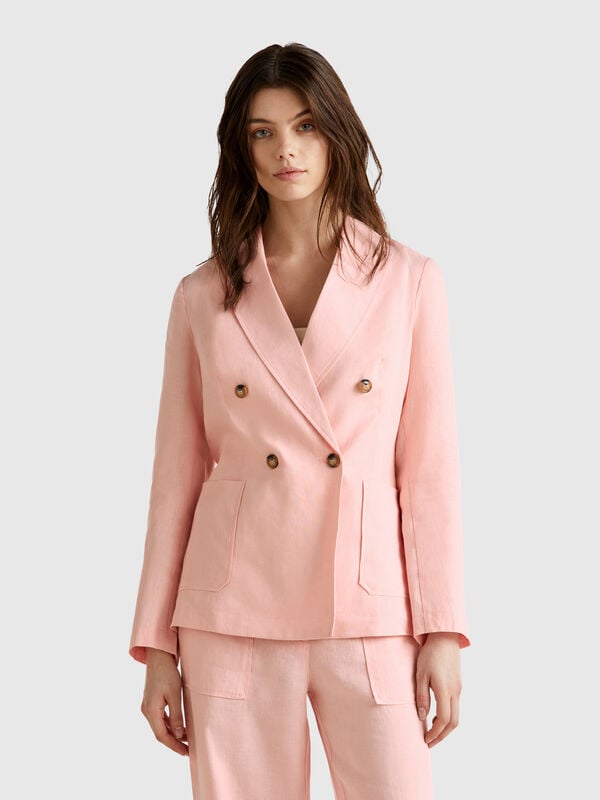 Veste croisée en pur lin Femme