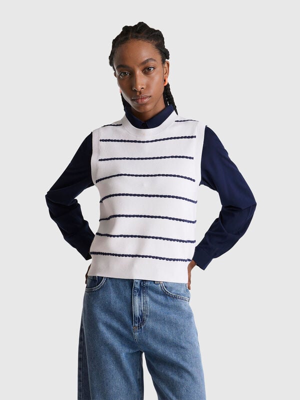 Gilet jacquard en mélange de viscose Femme