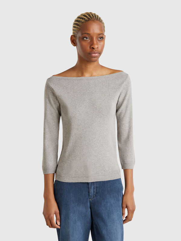 Pull 100 % coton à encolure bateau Femme