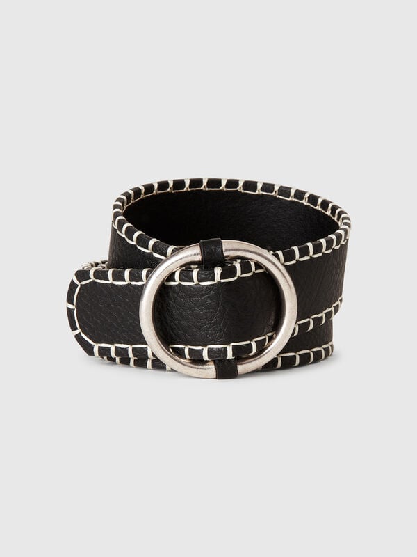 Ceinture fine en tissu enduit Femme