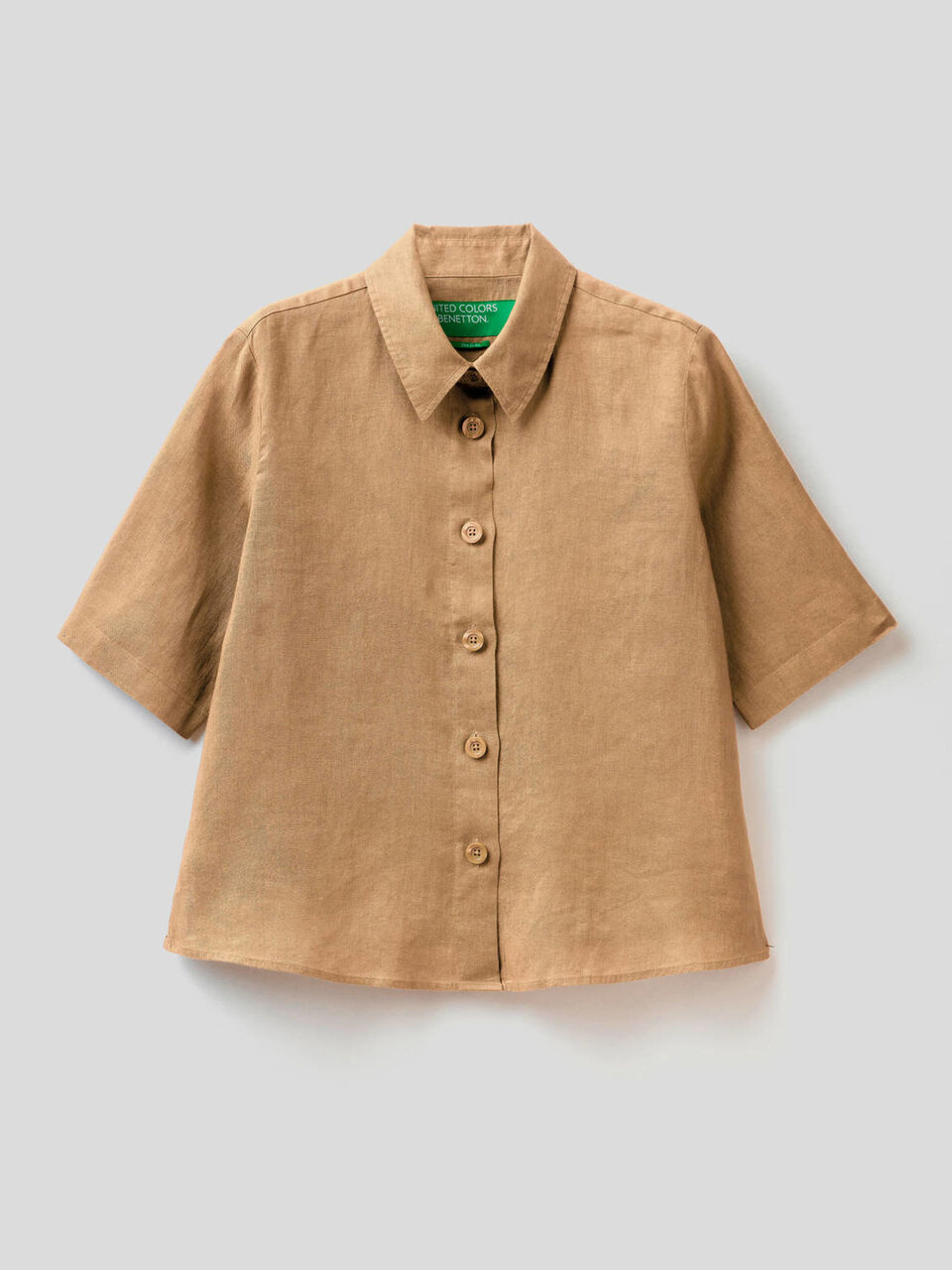 Chemise courte en pur lin image number 1