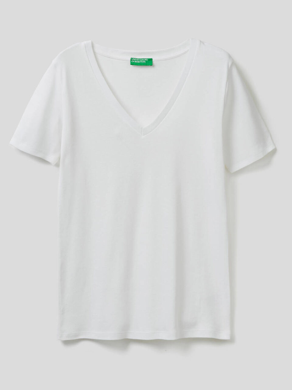 T-shirt en pur coton avec col en V image number 1