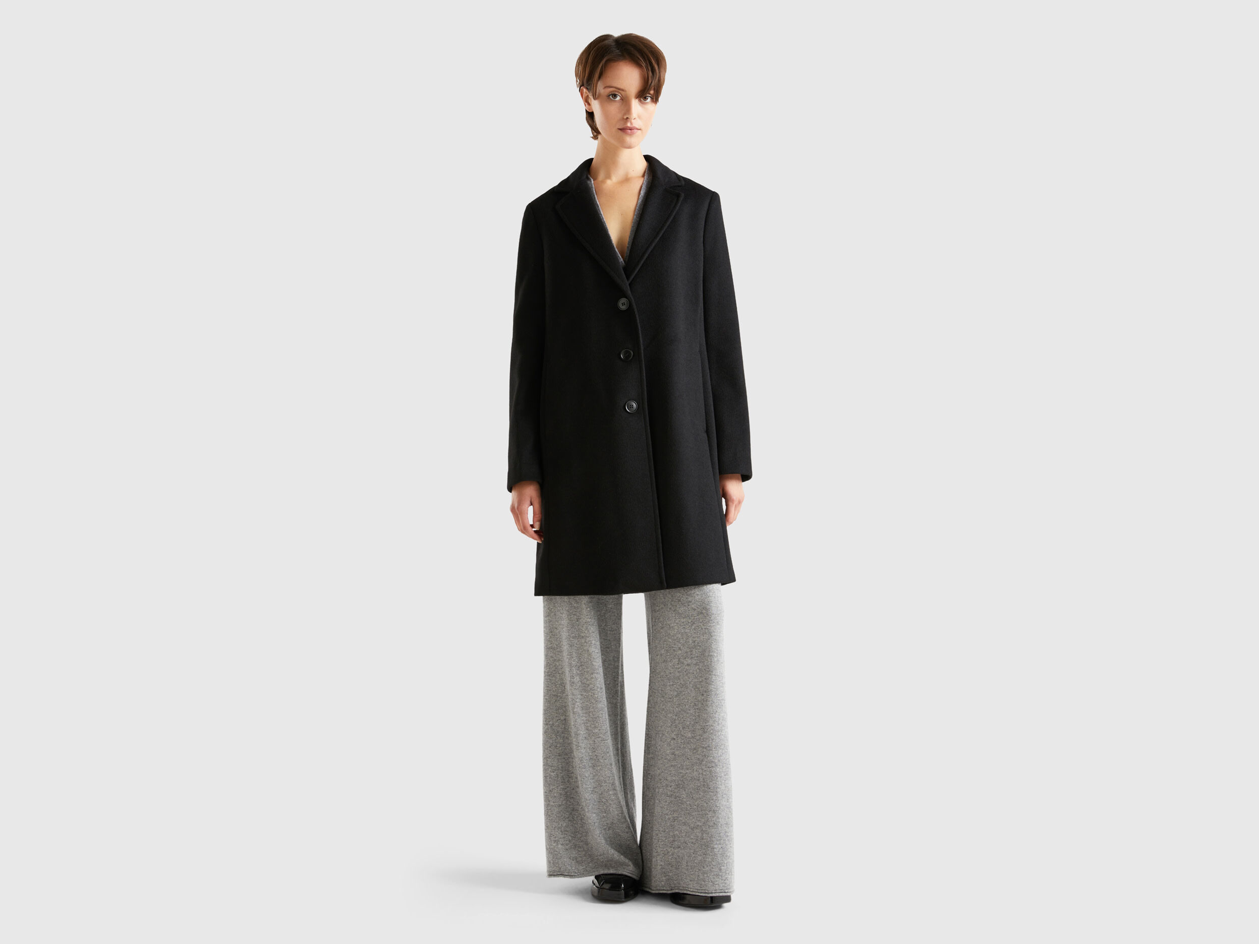 Manteau drap de clearance laine noir femme