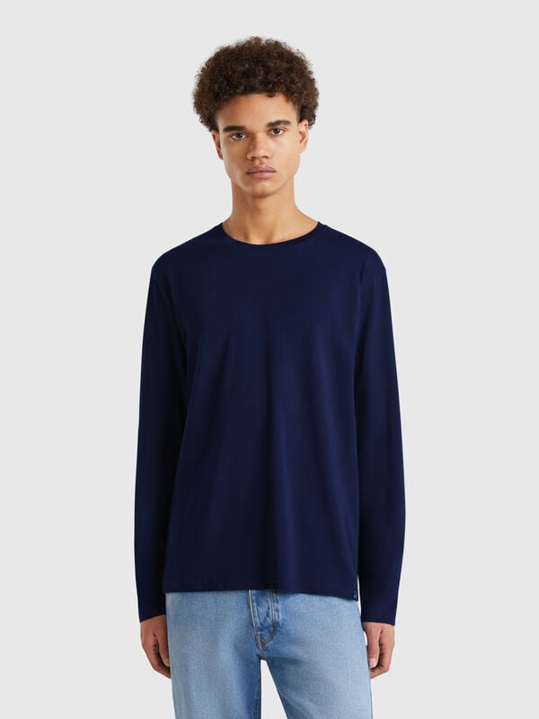 T-shirt à manches longues en pur coton Homme