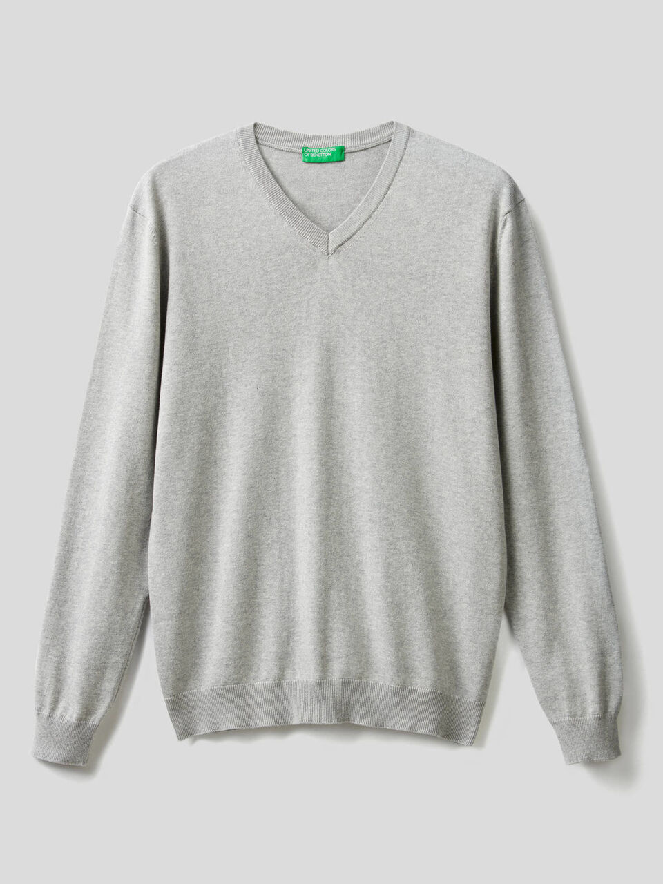 Pull en pur coton avec col en V image number 1