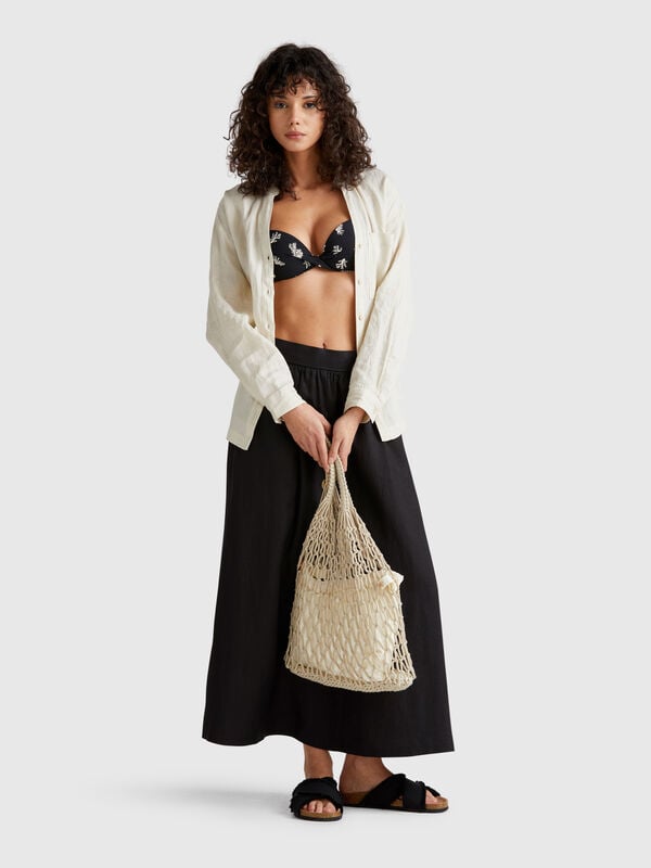 Jupe longue en pur lin Femme
