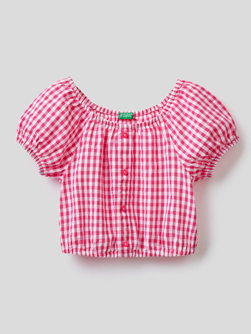 Blouse cropped à motif vichy image number 1