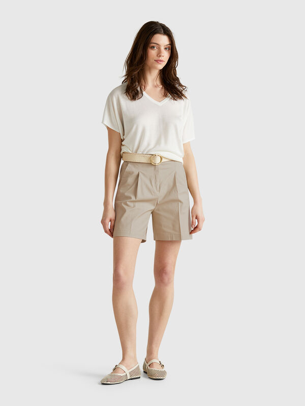 Bermuda en coton stretch Femme
