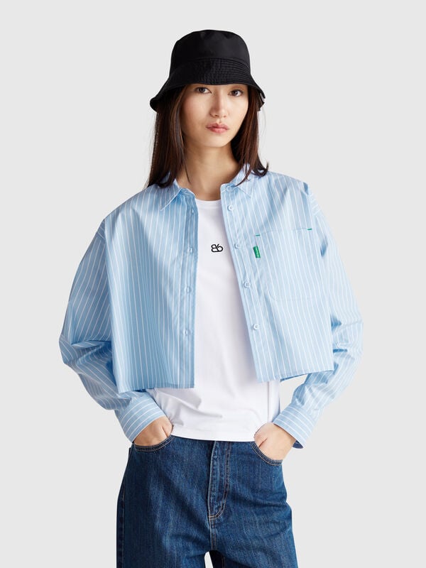 Chemise courte en pur coton Femme