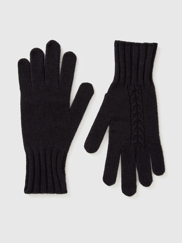 Gants avec finition tressée Femme