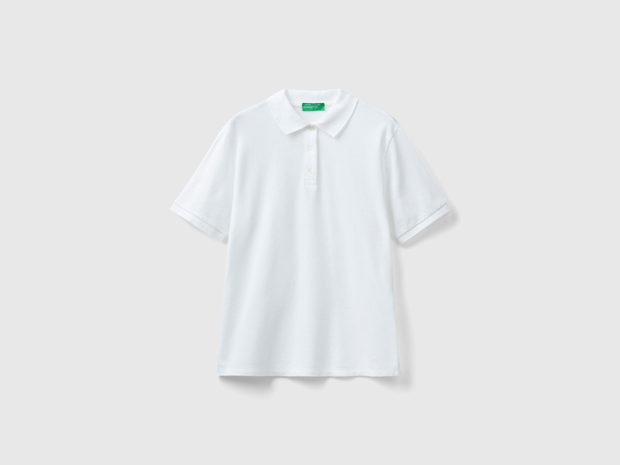 Polo en coton bio stretch Blanc Benetton