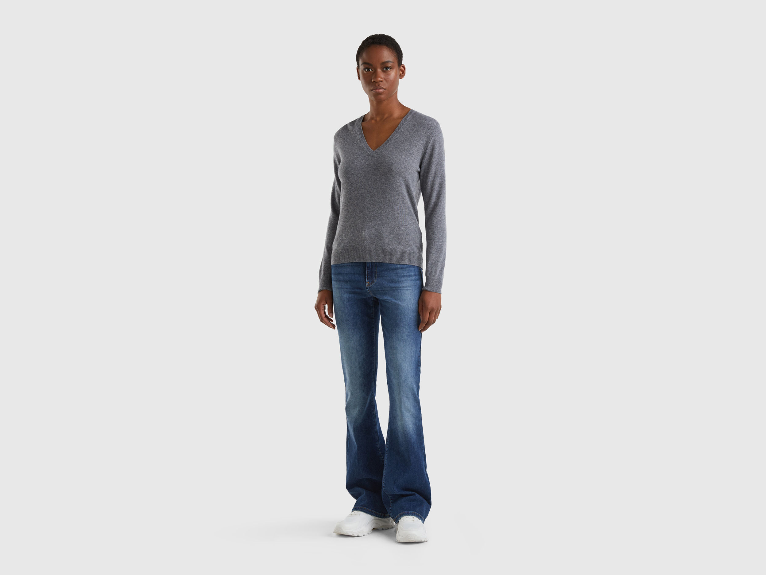 Pull gris online col v