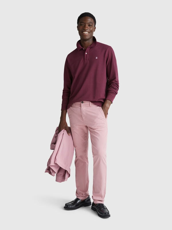 Polo en coton à manches longues Homme