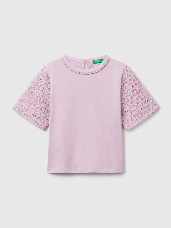 T-shirt avec manche en dentelle Filles