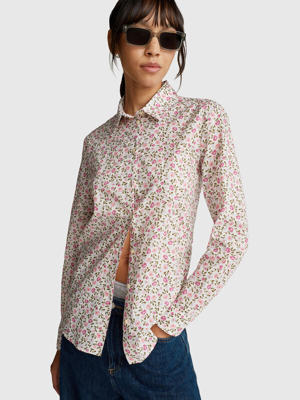 Chemise à motifs en coton léger Femme
