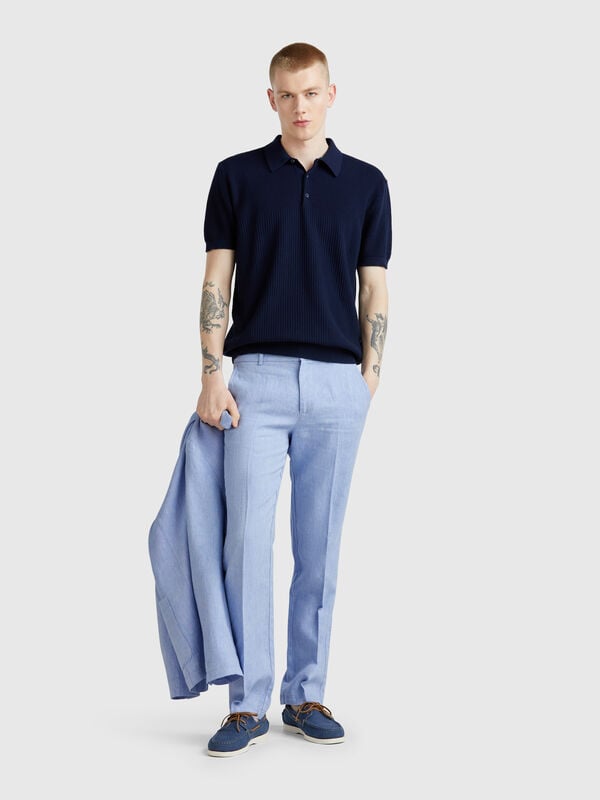 Chino rayé en lin mélangé Homme