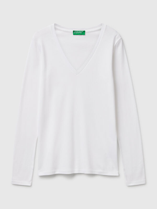 T-shirt blanc col V T-shirt blanc col V Femme