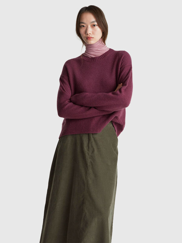 Pull en laine mélangée coupe carrée Femme