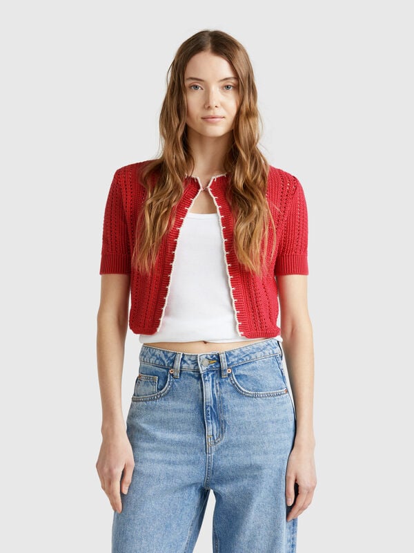 Cardigan court perforé Femme