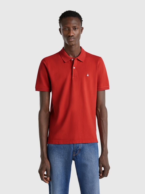 Polo ajusté rouge foncé Homme
