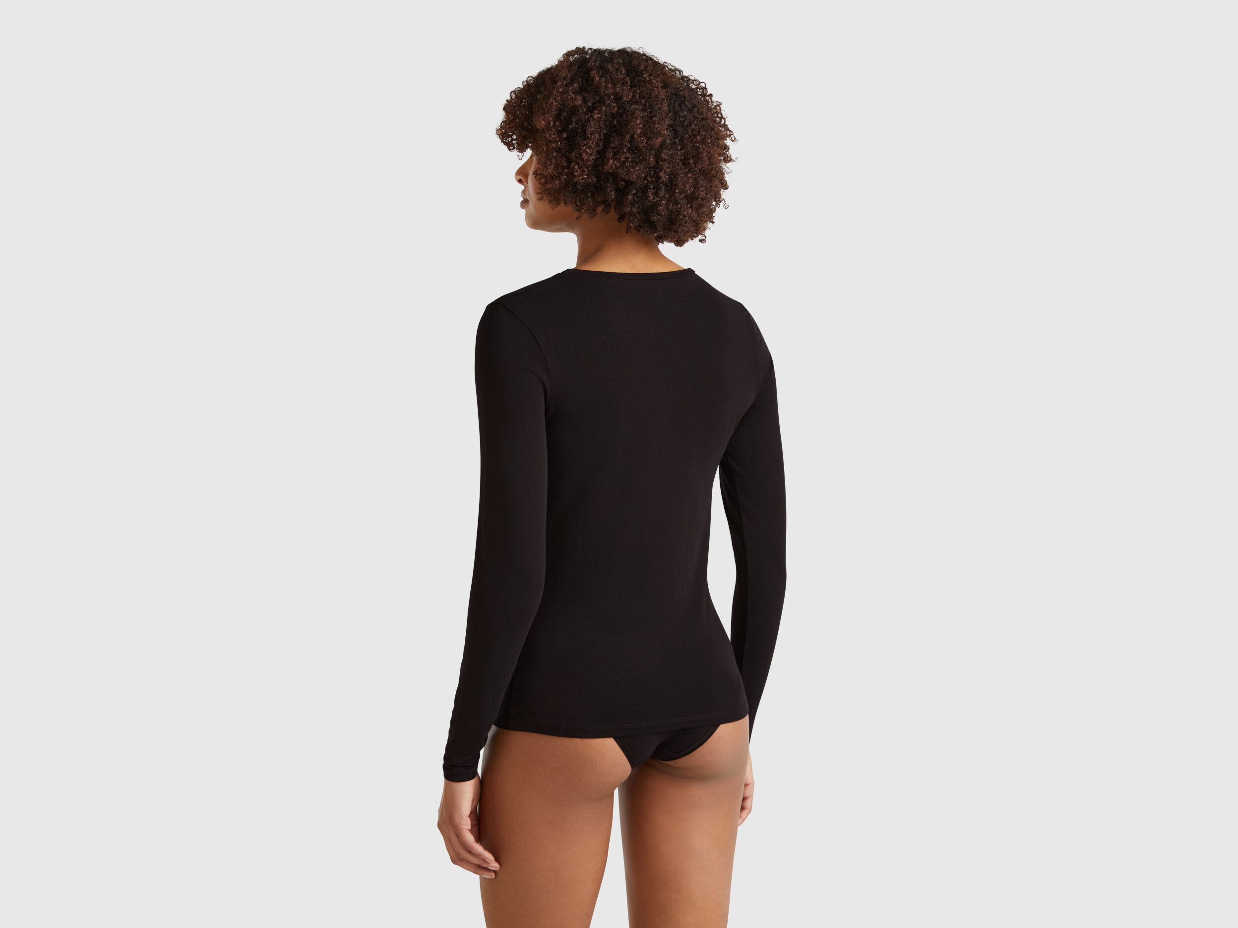 T-shirt en coton super stretch - Noir | Benetton