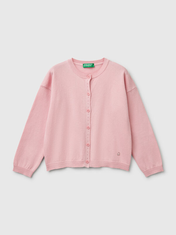 Cardigan à col ras du cou en pur coton Filles